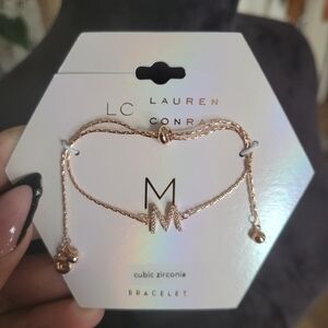 LC Lauren Conrad Cubic Zirconia Gold Bracelet with Initial "M" Charm